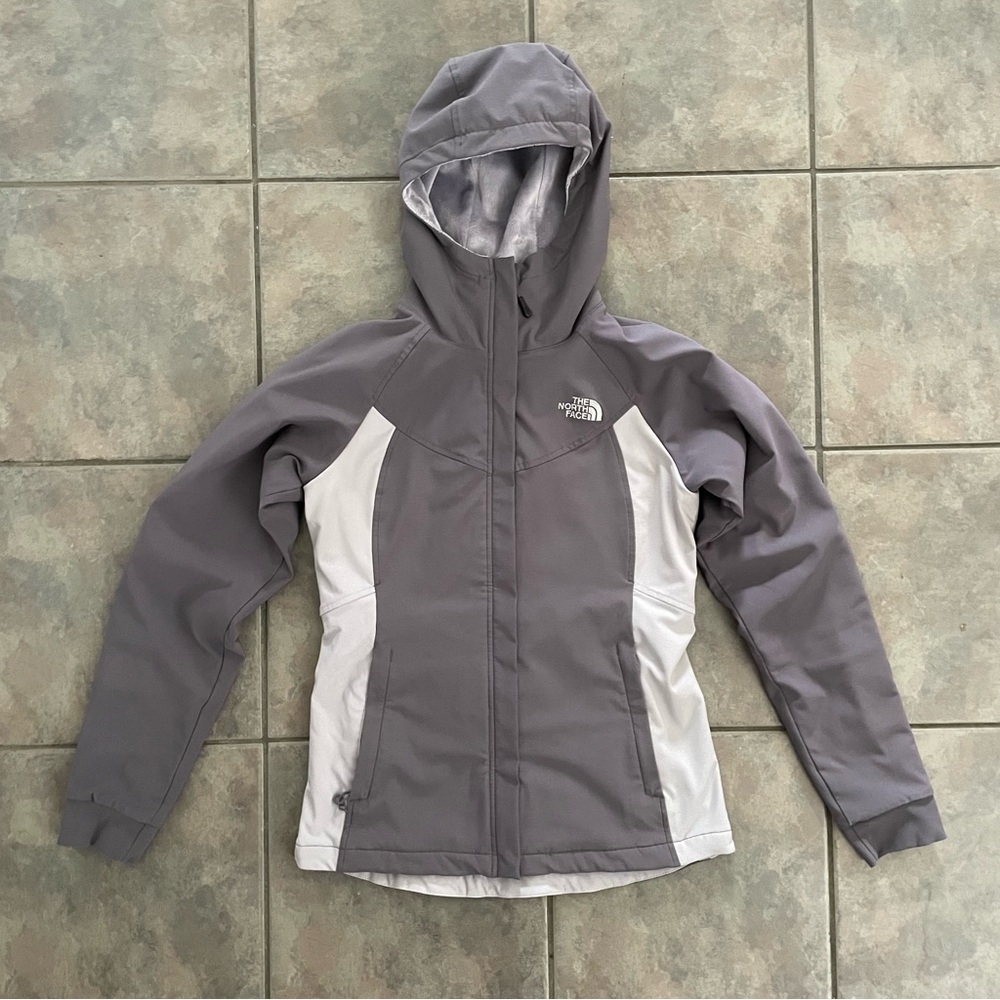 The North Face Women’s Jacket gray Small Hood Raschel Lining Zip Closure Outdoor